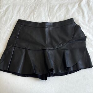Black Leather Women Shorts / Skirt